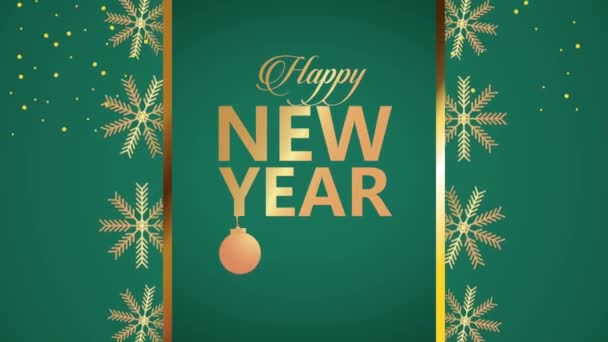 Boldog új évet levelező kártya golyók lóg — Stock videók