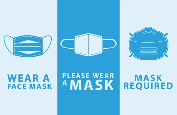 Csomagban három maszk visel maszk reklámozni címkék — Stock Vector