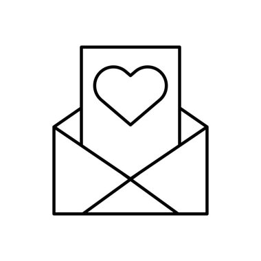 Kalp aşk çizgisi simgesi içeren zarf