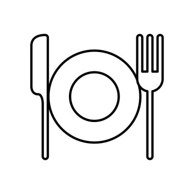 yemek ve Cutleries satır biçimi simgesi