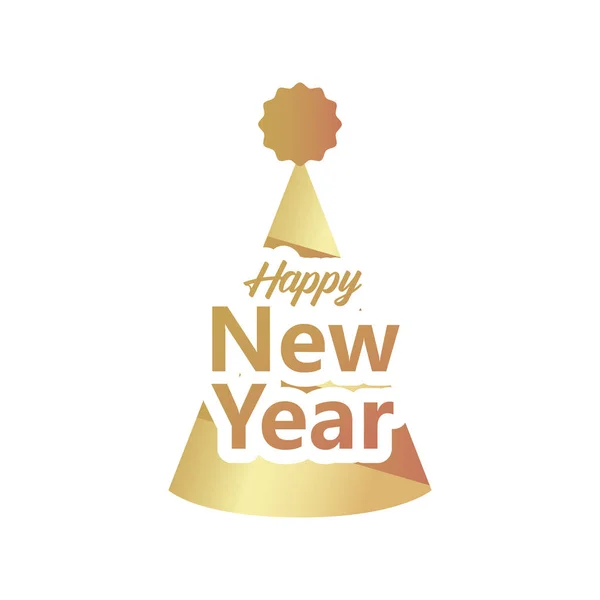 Boldog új évet arany betűk party kalap — Stock Vector