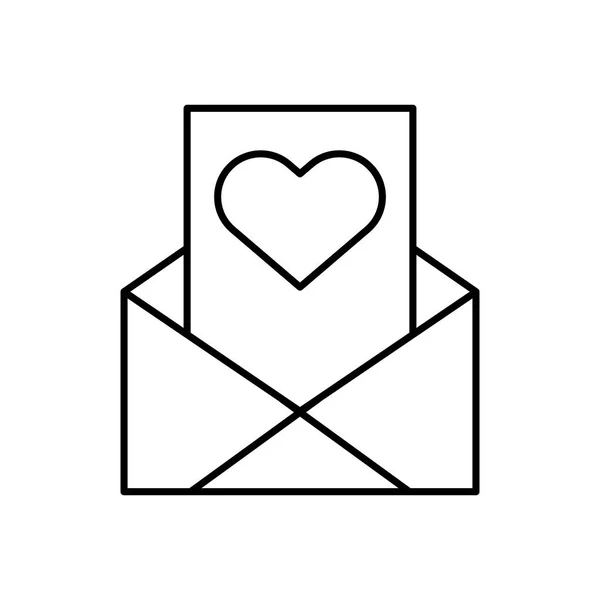 Enveloppe avec coeur amour ligne style icône — Image vectorielle