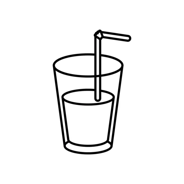Сок фруктовый стакан с иконой соломенной линии — стоковый вектор