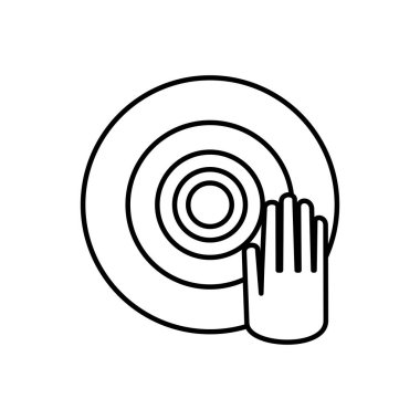 dj el ve vinil disk çizgi simgesi