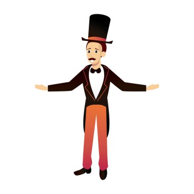 Takım elbiseli sirk şefi.