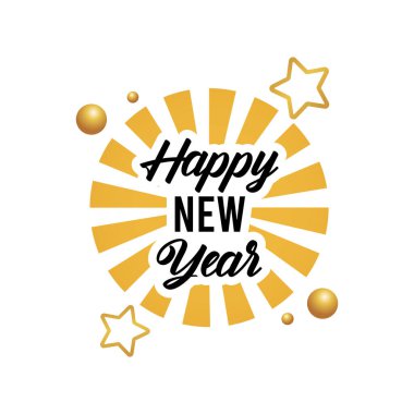 Altın yıldızlı mutlu yeni yıl kartı
