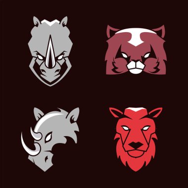 Dört başlı tomar siyah arkaplandaki simgeleri simgeler