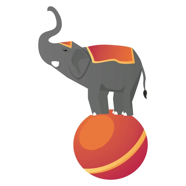Elefante de circo en espectáculo de globos — Vector de stock