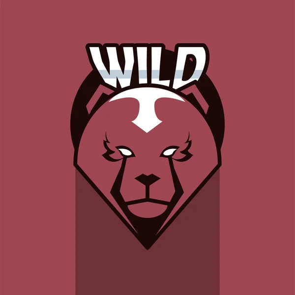 Bära huvud djur emblem ikon och vilda ord — Stock vektor