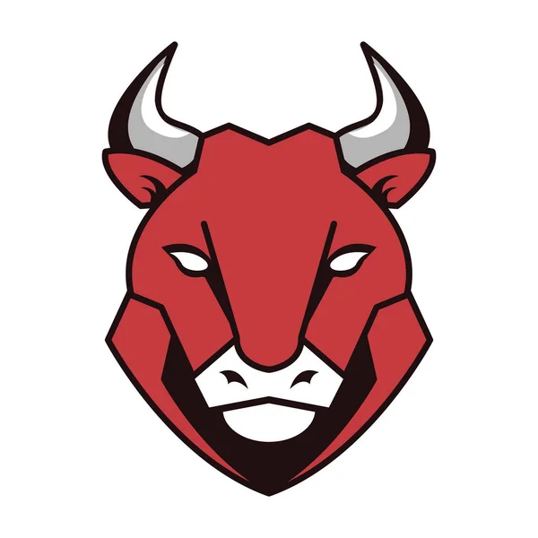 Toro testa anteriore emblema animale icona — Vettoriale Stock