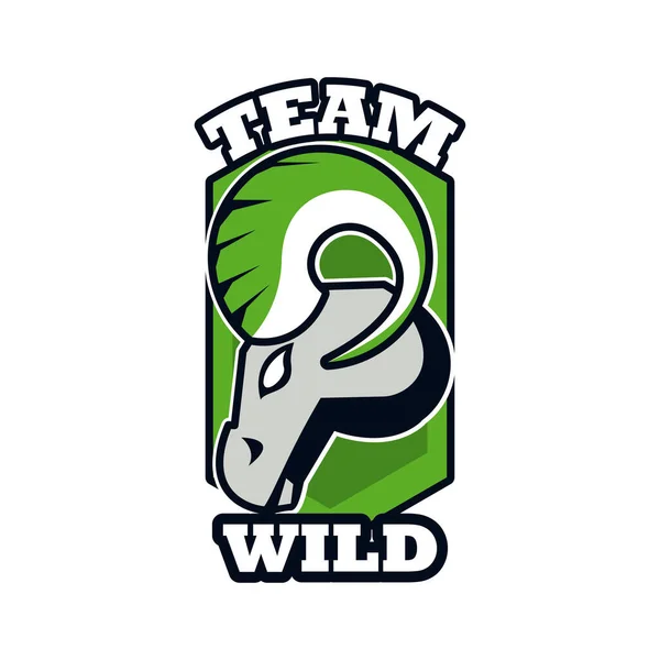 Ziegenkopf Tier Emblem Symbol mit Team wilden Schriftzug — Stockvektor