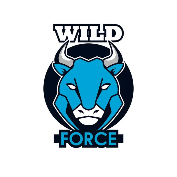 Stier vor Kopf Tier Emblem Symbol mit Team Kraft Schriftzug — Stockvektor