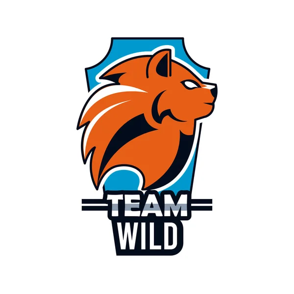 Löwenprofil Kopf Tier Emblem Symbol mit Team wilden Schriftzug — Stockvektor