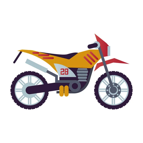 Moto cross icône de véhicule de style moto — Image vectorielle