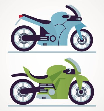 mavi ve yeşil yarış motosiklet stili araç simgeleri