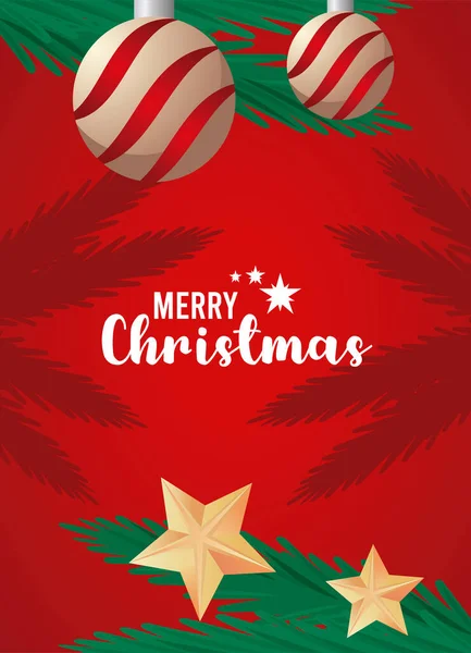 Χαρούμενα Χριστούγεννα επιστολόχαρτα με μπάλες και αστέρια — Διανυσματικό Αρχείο