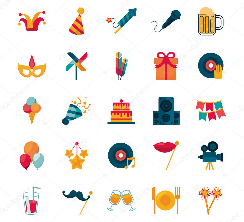bundle of twenty five party set icons