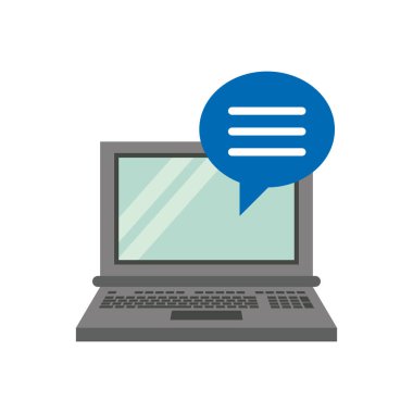 Konuşma balonuyla taşınabilir dizüstü bilgisayar