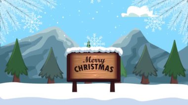 Kar manzaralı mutlu noel animasyonları