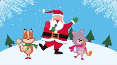 Mutlu Noeller Noel Baba Tilki ve kediyle