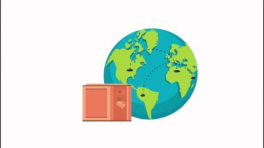 Dünya gezegeni ve kutusuna lojistik servis