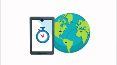 Dünya gezegenine lojistik servis ve akıllı telefon kronometresi