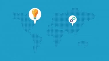 Dünya gezegeninde iş dünyası simgeleri canlandırması