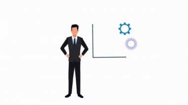 İstatistik çubukları ve vites hareketleriyle zarif bir iş adamı