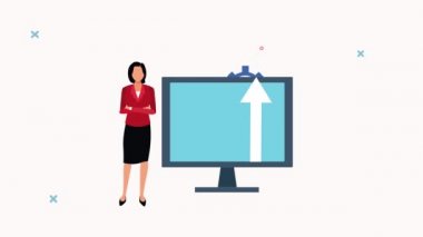 Masaüstü animasyonlu zarif iş kadını