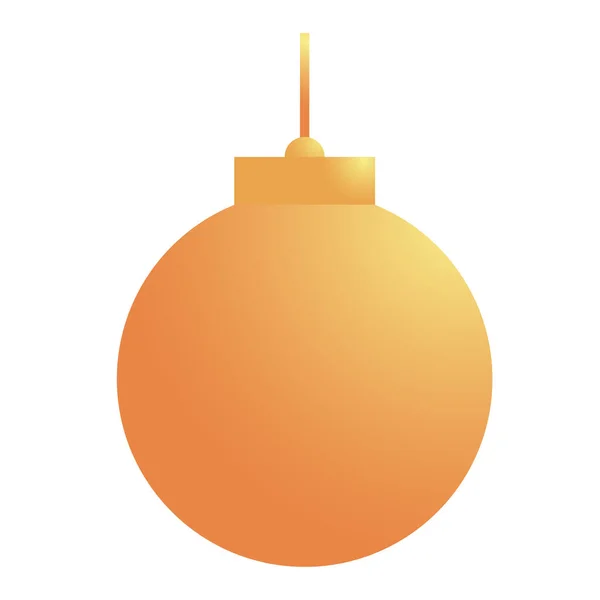 Feliz feliz natal dourado bola pendurado ícone isolado — Vetor de Stock