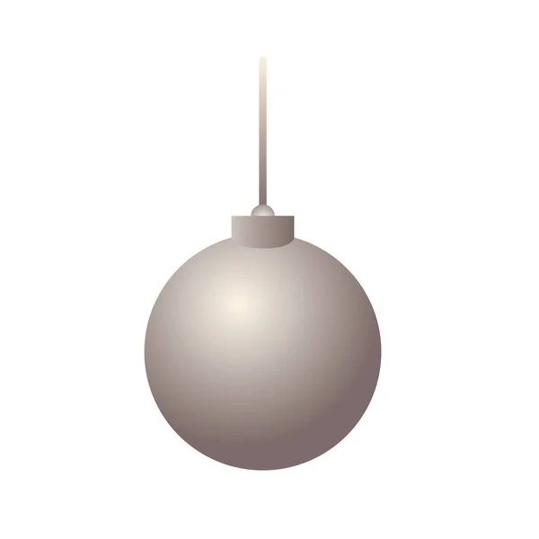 Heureux joyeux noël boule d'argent pendaison icône décorative — Image vectorielle