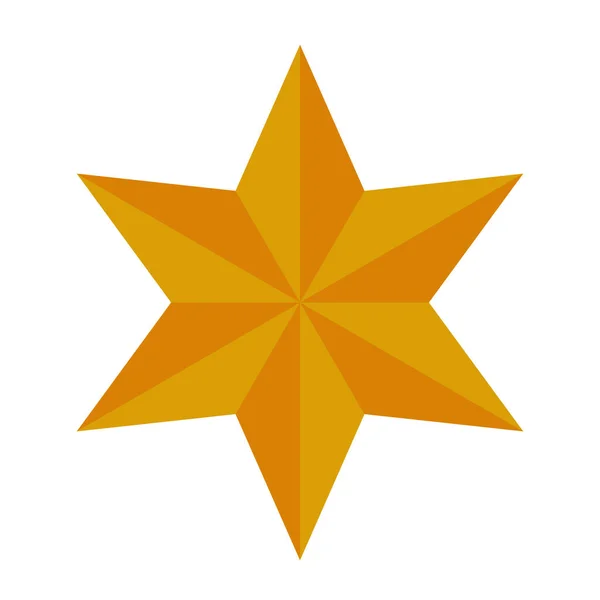 Frohe Weihnachten goldener Stern mit sechs spitzen isolierten Symbol — Stockvektor