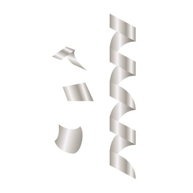 Gümüş kurdele konfetisi dekoratif izole edilmiş simge