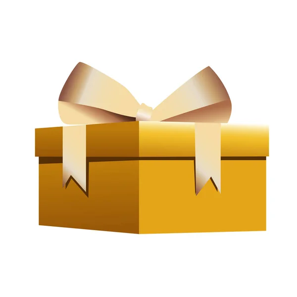Happy new year golden present celebration icon — Stock Vector