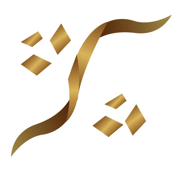 Zlatá stuha konfety dekorativní ikona — Stockový vektor