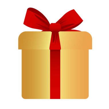 Mutlu noeller kırmızı kurdele bandıyla altın hediye