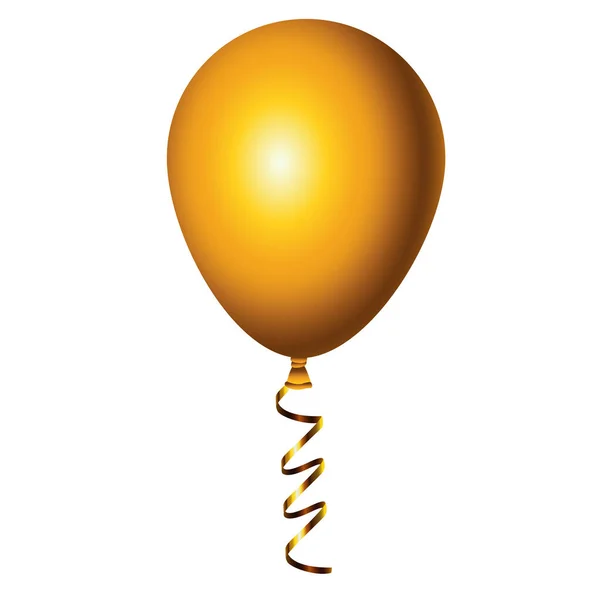Balão hélio decoração dourada ícone — Vetor de Stock