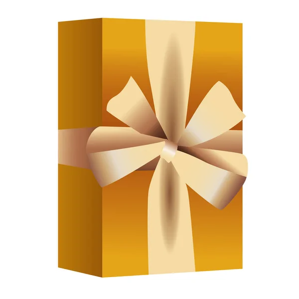 Felice anno nuovo regalo d'oro con l'icona della celebrazione arco — Vettoriale Stock