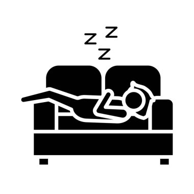 Avatar figürü Insomnia z harfleri siluet tarzı ikon ile kanepede uyuyor