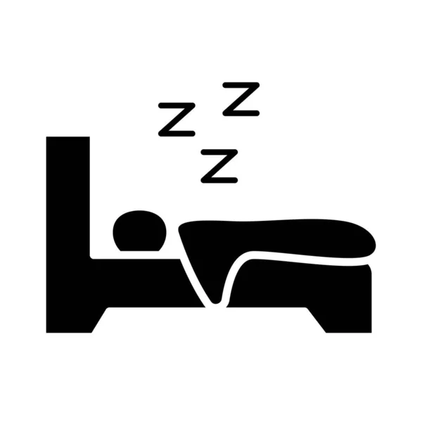 Figura avatar dormindo na cama com letras Insomnia z ícone de estilo silhueta — Vetor de Stock