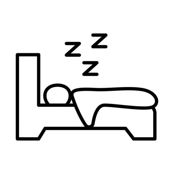 Figura avatar durmiendo en la cama con insomnio z letras icono de estilo de línea — Vector de stock