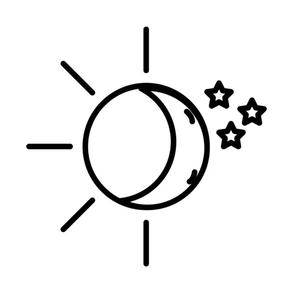 Sol och måne med stjärnor sömnlöshet linje stil ikon — Stock vektor