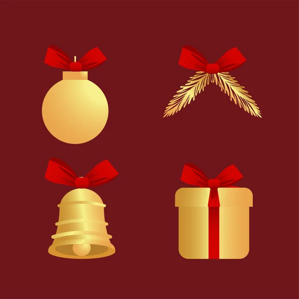 Bündel von vier glücklichen Neujahrssymbolen — Stockvektor