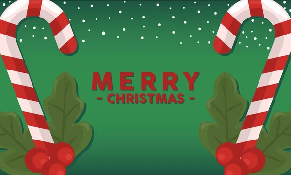 Feliz feliz tarjeta de letras de Navidad con bastones — Vector de stock