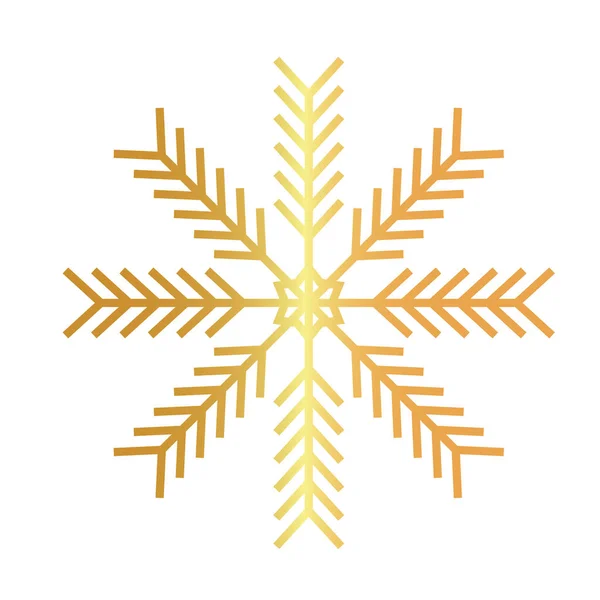 Feliz feliz feliz Navidad copo de nieve de oro icono — Vector de stock