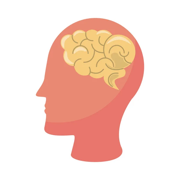 Cabeza perfil humano con icono del cerebro — Vector de stock