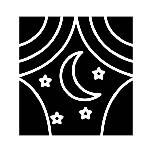 Maan met sterren in venster slapeloosheid silhouet stijl icoon — Stockvector
