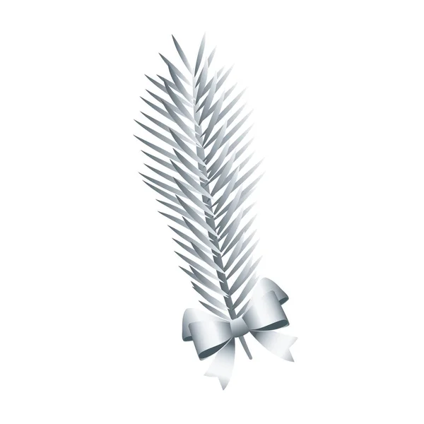 Mutlu noeller gümüş köknar yaprağı ağacı ve yay — Stok Vektör