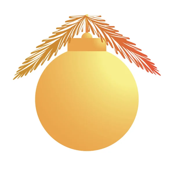 Buon Natale palla d'oro con abeti — Vettoriale Stock