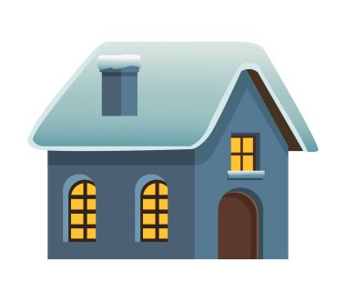 Çatısı karlı şirin bir kulübe.